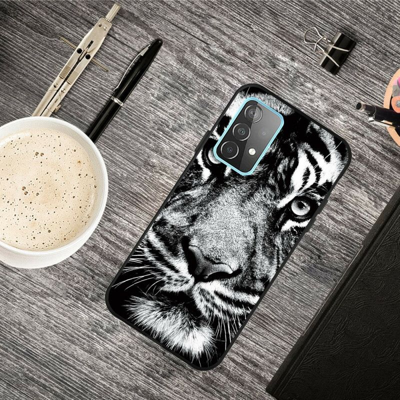 Cover Samsung Galaxy A72 4G / 5G Sort Og Hvid Tiger