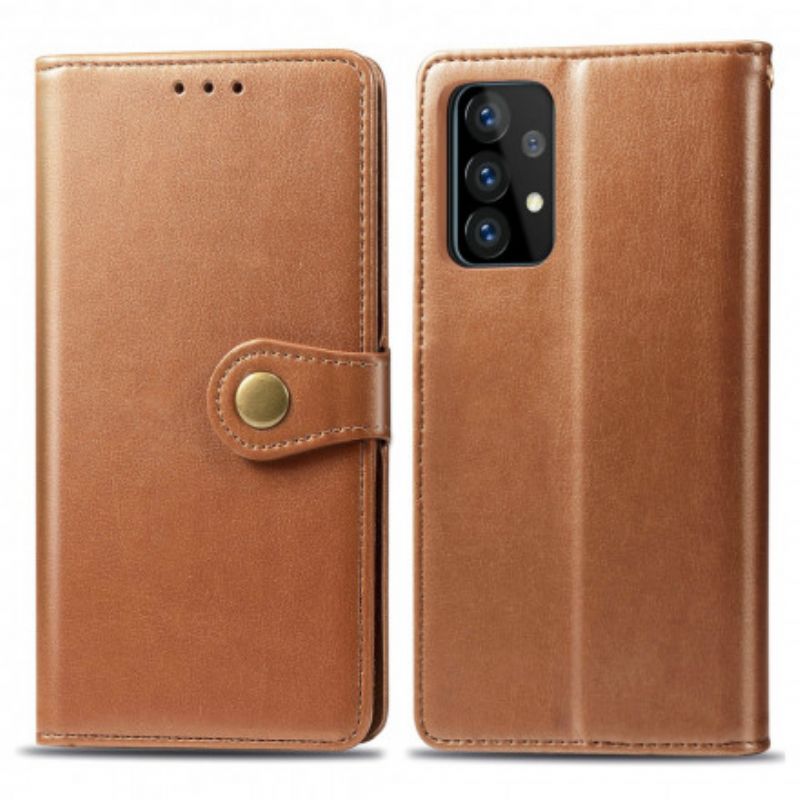 Flip Cover Samsung Galaxy A72 4G / 5G Imiteret Læder Og Vintage Lås