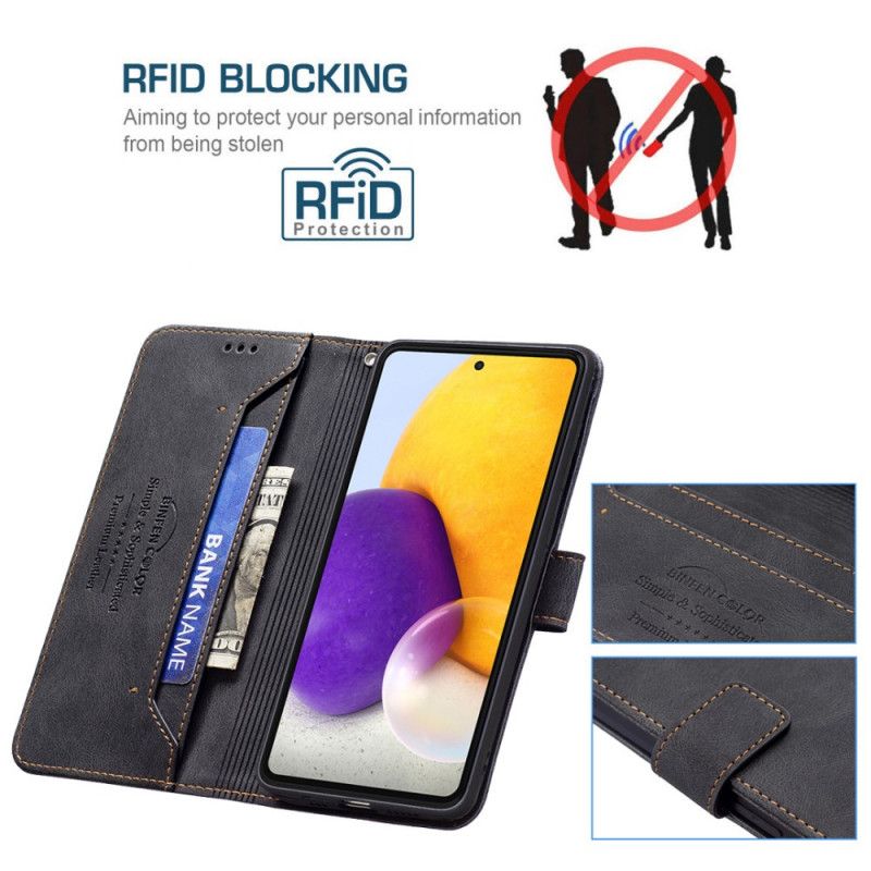 Læder Cover Samsung Galaxy A72 4G / 5G Rfid Binfen Farve