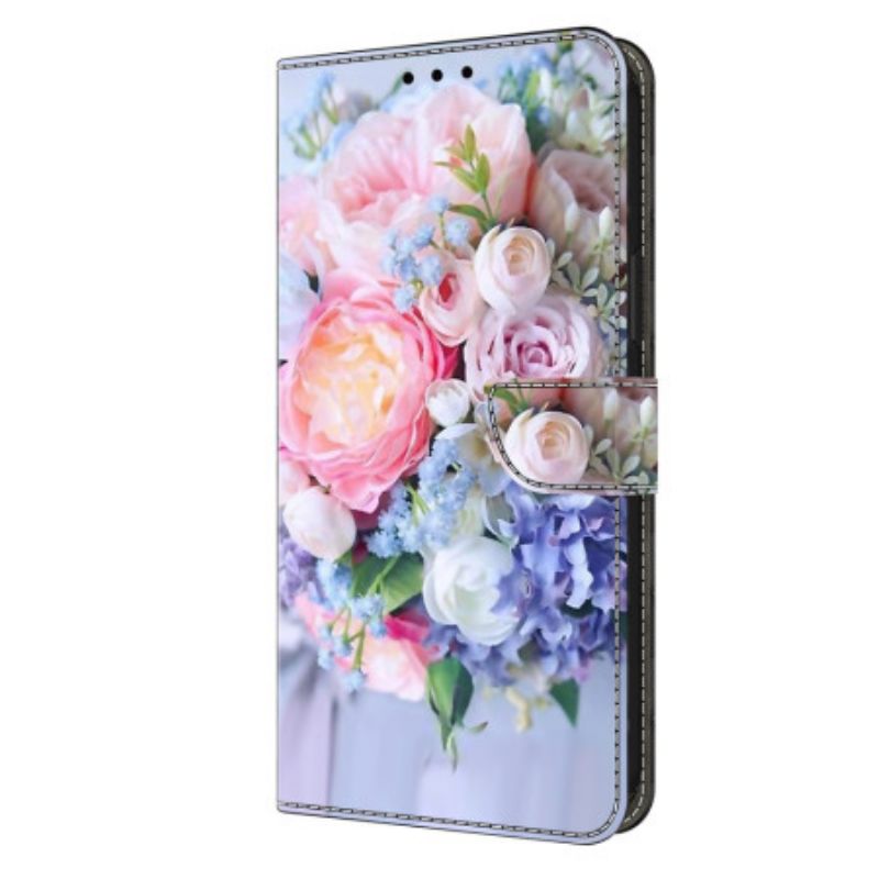 Læder Cover Xiaomi 14 Pro Telefon Etui Farverige Blomster