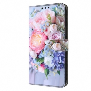 Læder Cover Xiaomi 14 Pro Telefon Etui Farverige Blomster