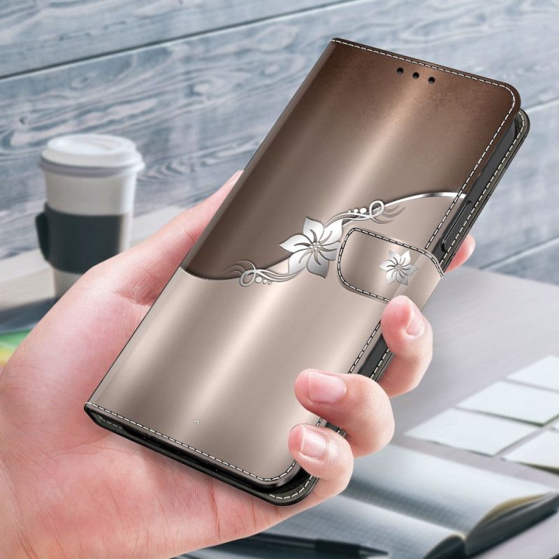 Læder Cover Xiaomi 14 Pro Telefon Etui Sølvblomst