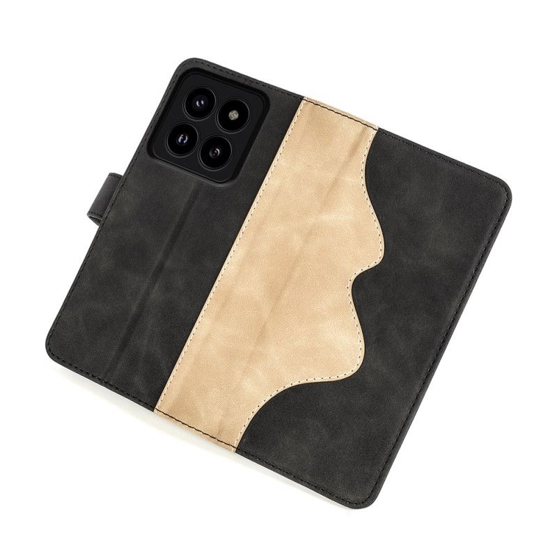 Læder Cover Xiaomi 14 Pro Telefon Etui Tofarvet Design