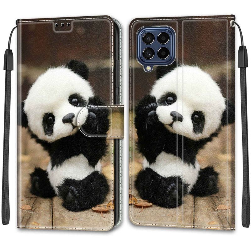 Flip Cover Samsung Galaxy M53 5G Med Snor Lille Panda Med Rem