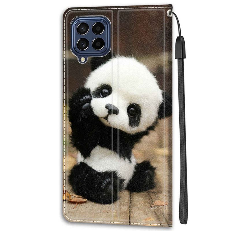 Flip Cover Samsung Galaxy M53 5G Med Snor Lille Panda Med Rem