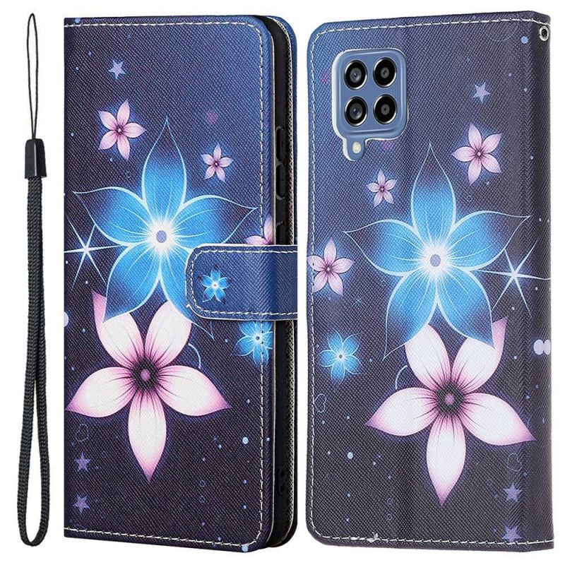 Flip Cover Samsung Galaxy M53 5G Med Snor Måneblomstrem