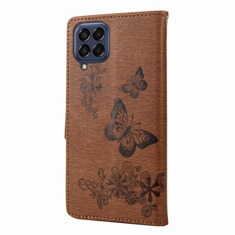 Flip Cover Samsung Galaxy M53 5G Med Snor Sommerfuglestropdesign