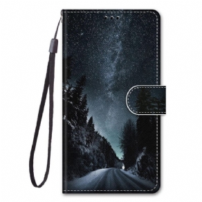 Flip Cover Samsung Galaxy M53 5G Med Snor Strop Landskab