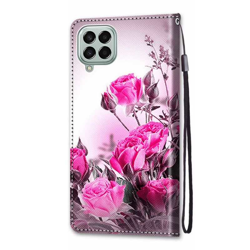 Flip Cover Samsung Galaxy M53 5G Med Snor Thong Blomster