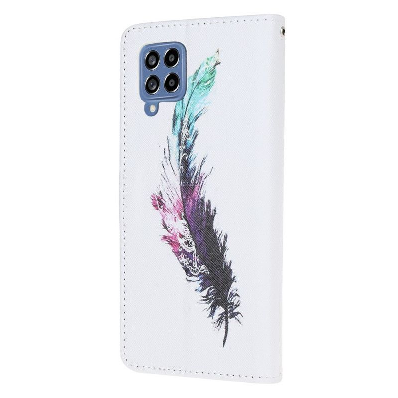 Flip Cover Samsung Galaxy M53 5G Med Snor Thong Fjer