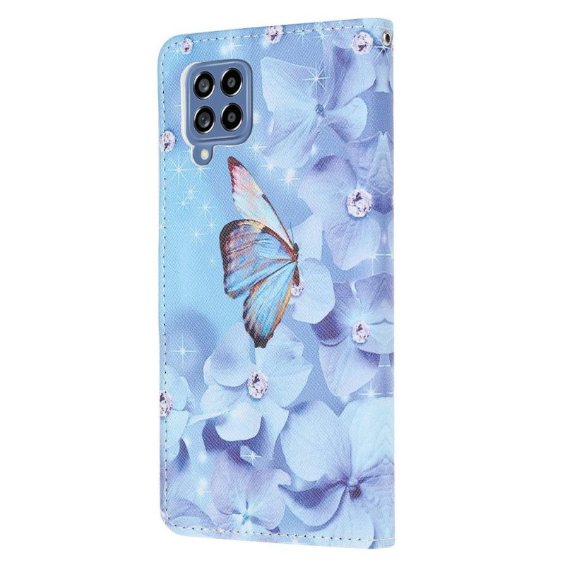 Flip Cover Samsung Galaxy M53 5G Med Snor Thong Sommerfugle