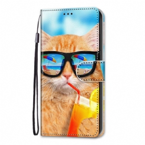 Flip Cover Samsung Galaxy M53 5G Med Snor Thong Star Cat