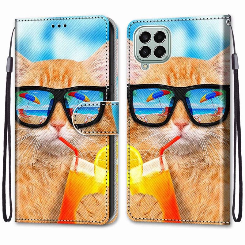 Flip Cover Samsung Galaxy M53 5G Med Snor Thong Star Cat