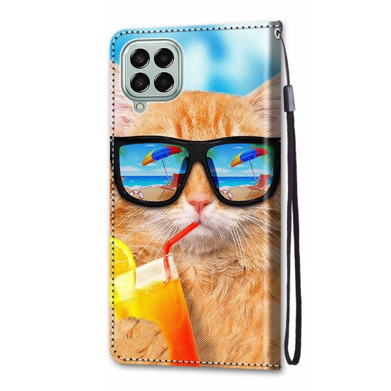 Flip Cover Samsung Galaxy M53 5G Med Snor Thong Star Cat