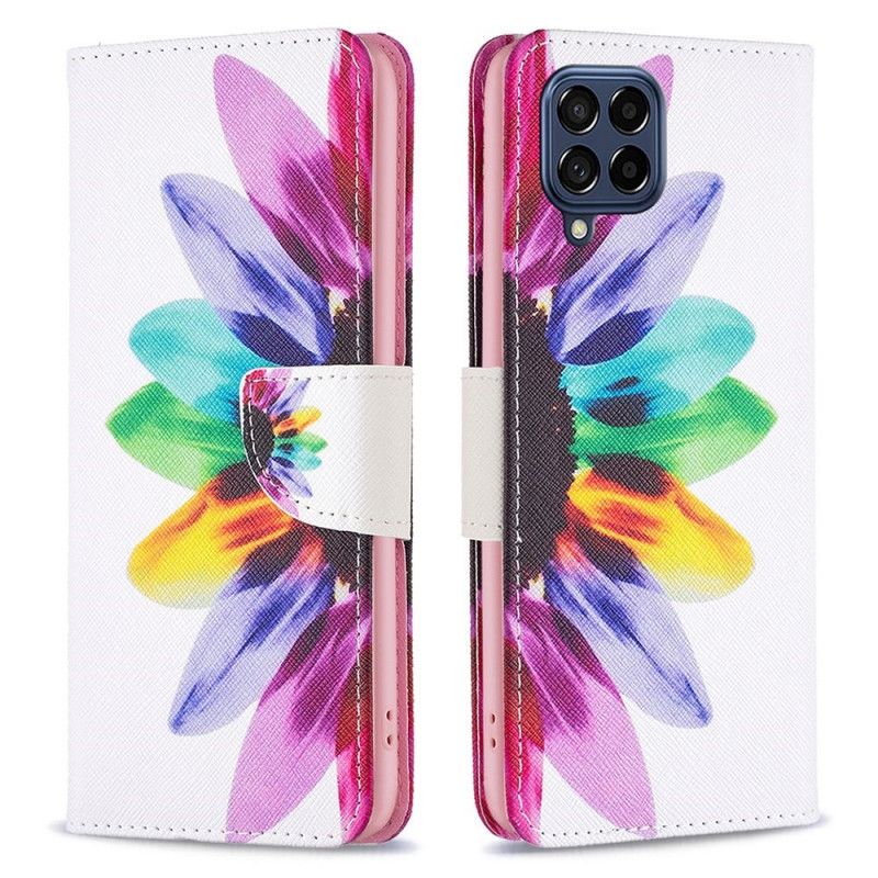 Læder Cover Samsung Galaxy M53 5G Akvarelblomst