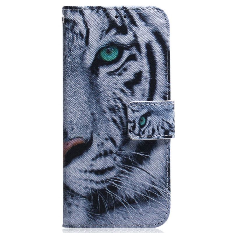 Læder Cover Samsung Galaxy M53 5G Hvid Tiger