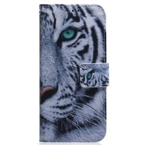 Læder Cover Samsung Galaxy M53 5G Hvid Tiger