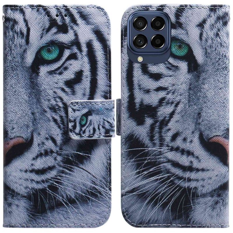 Læder Cover Samsung Galaxy M53 5G Hvid Tiger