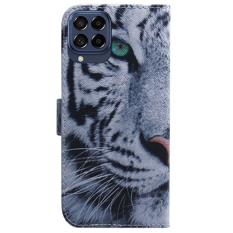 Læder Cover Samsung Galaxy M53 5G Hvid Tiger