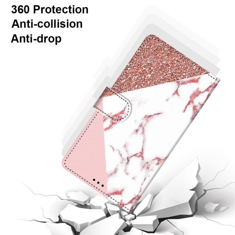 Læder Cover Samsung Galaxy M53 5G Marmor Og Glittertrekant