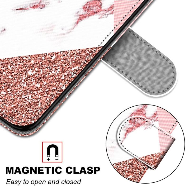 Læder Cover Samsung Galaxy M53 5G Marmor Og Glittertrekant