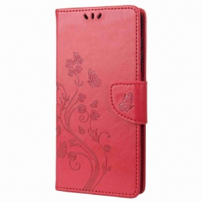 Læder Cover Samsung Galaxy M53 5G Med Snor Thong Blomster