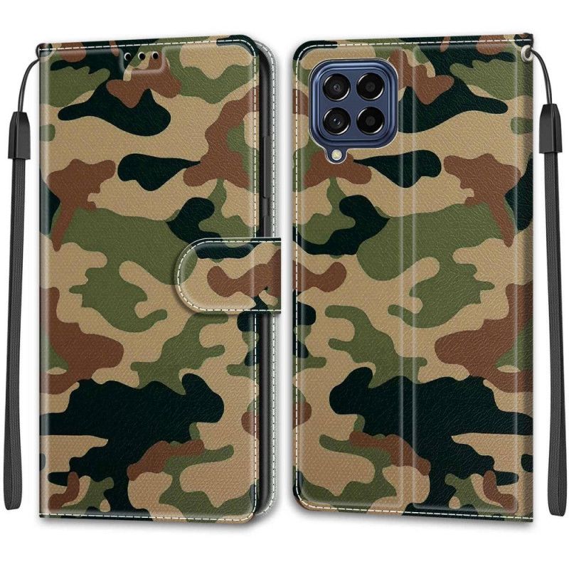 Læder Cover Samsung Galaxy M53 5G Med Snor Thong Camo