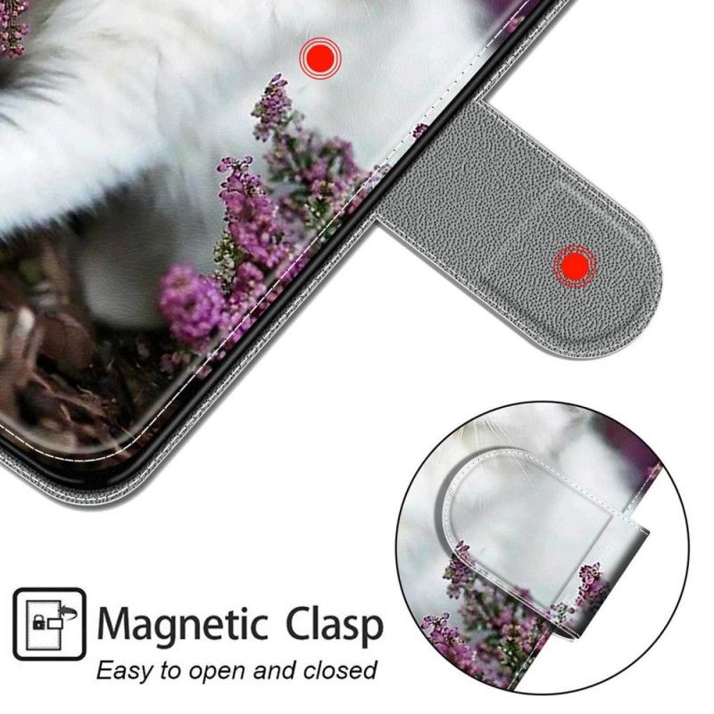 Læder Cover Samsung Galaxy M53 5G Med Snor Thong Cat Fan