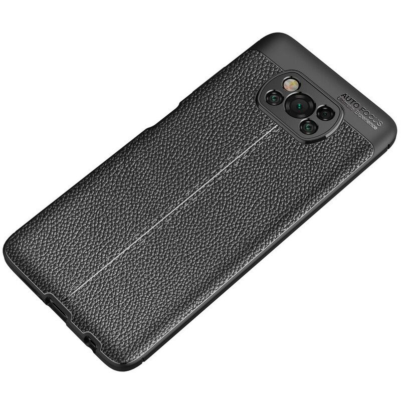 Cover Poco X3 / X3 Pro / X3 NFC Dobbelt Linje Litchi Lædereffekt