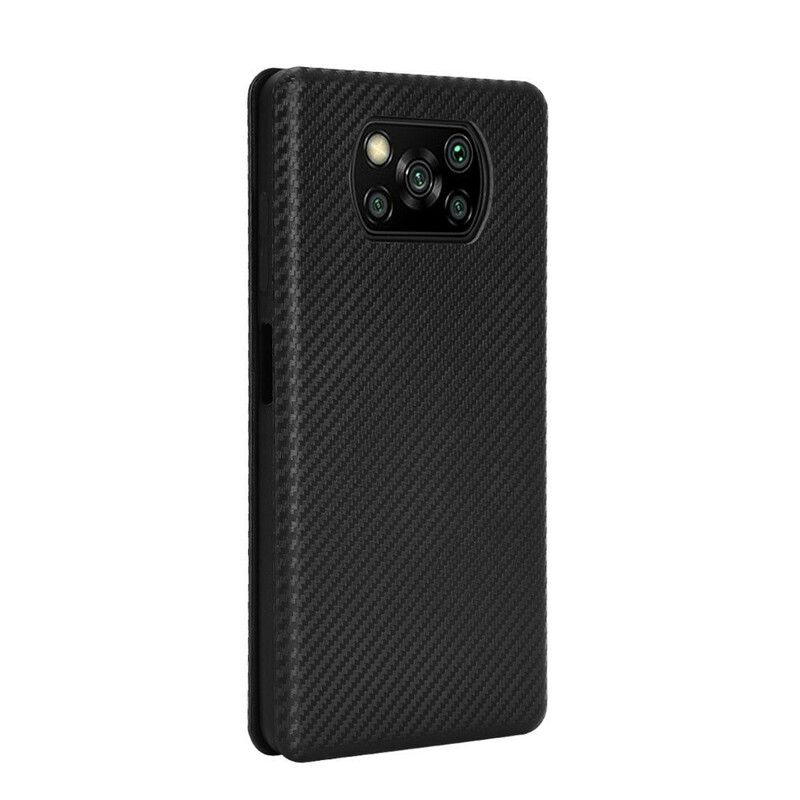 Cover Poco X3 / X3 Pro / X3 NFC Flip Cover Kulfiber Med Støttering