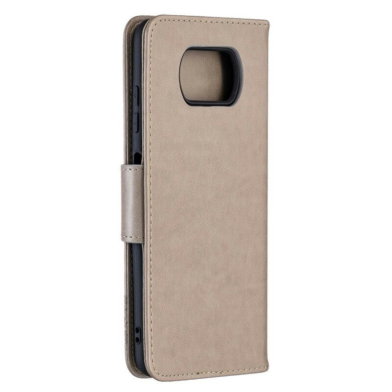 Flip Cover Poco X3 / X3 Pro / X3 NFC Med Snor Sommerfugle Trykt Rem