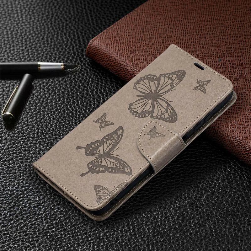 Flip Cover Poco X3 / X3 Pro / X3 NFC Med Snor Sommerfugle Trykt Rem