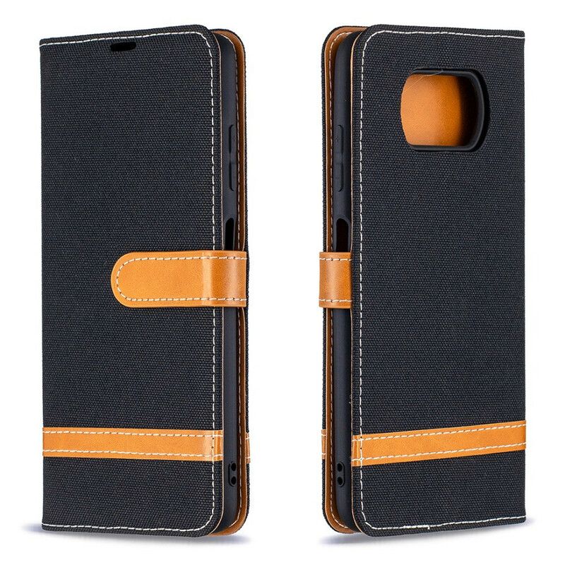 Flip Cover Poco X3 / X3 Pro / X3 NFC Med Snor Stof- Og Lædereffektrem