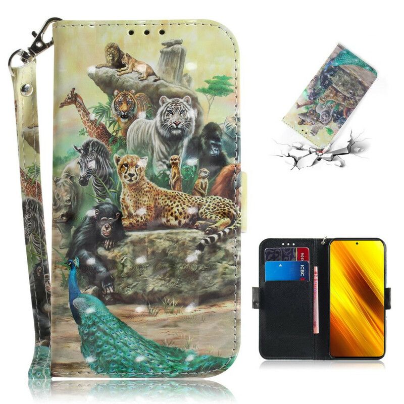 Flip Cover Poco X3 / X3 Pro / X3 NFC Med Snor Thong Safari Dyr