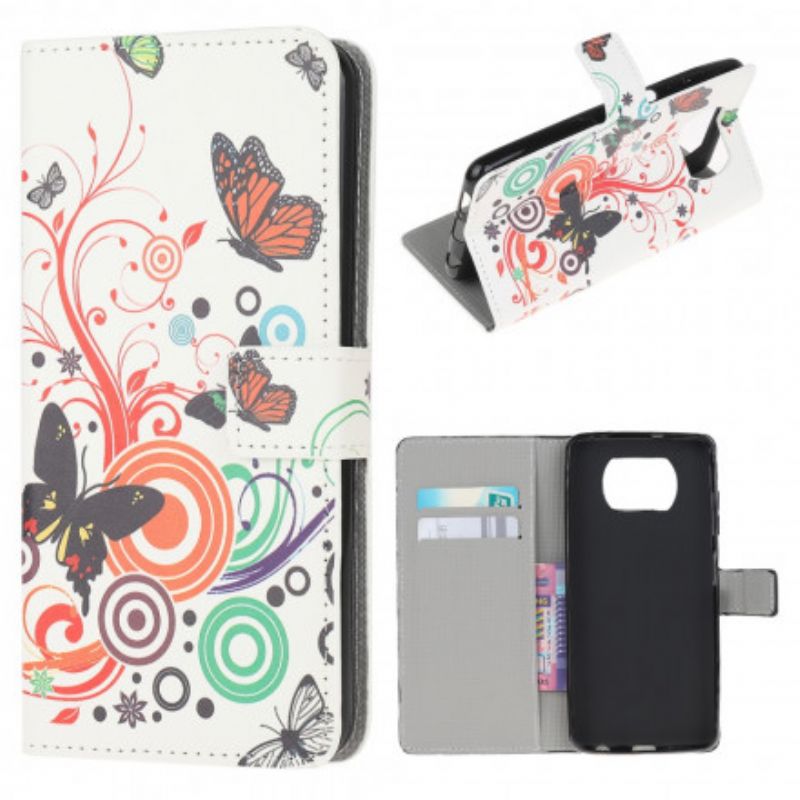 Flip Cover Poco X3 / X3 Pro / X3 NFC Sommerfugle Og Blomster