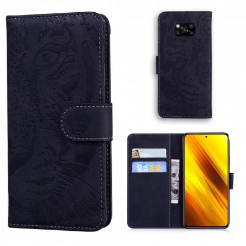 Flip Cover Poco X3 / X3 Pro / X3 NFC Tiger Ansigtstryk