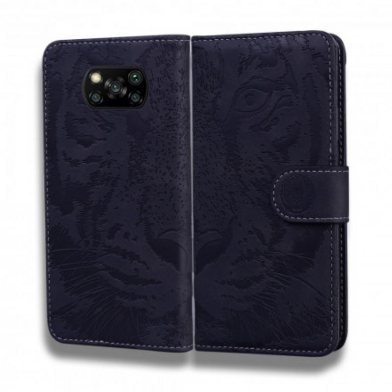 Flip Cover Poco X3 / X3 Pro / X3 NFC Tiger Ansigtstryk