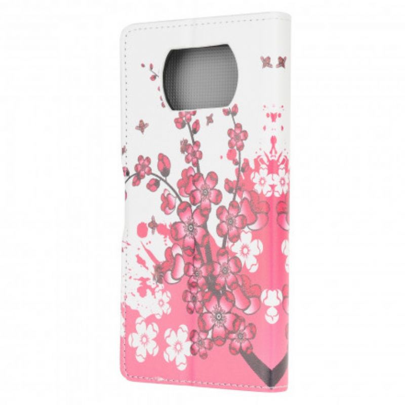 Flip Cover Poco X3 / X3 Pro / X3 NFC Tropiske Blomster