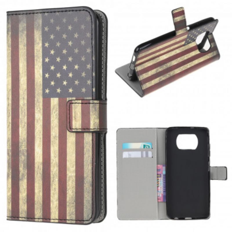 Læder Cover Poco X3 / X3 Pro / X3 NFC Usa Flag