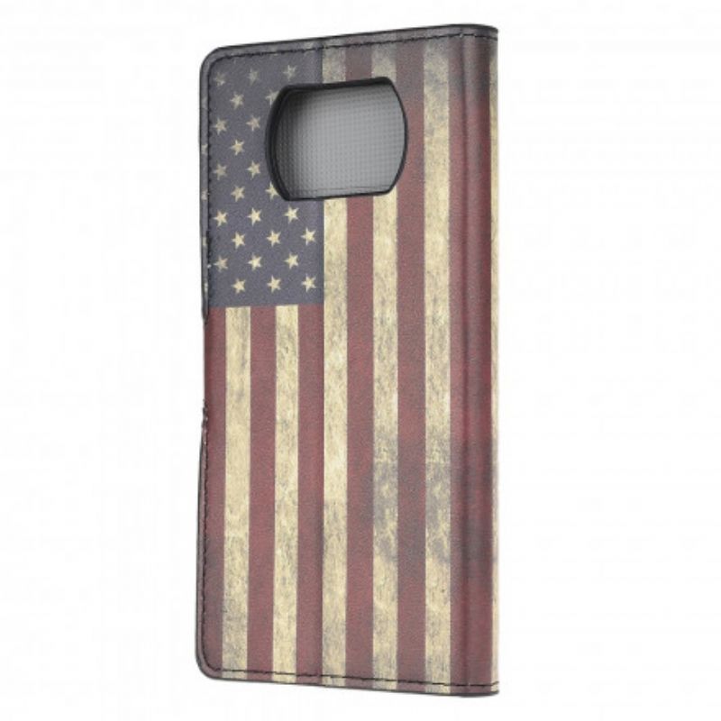 Læder Cover Poco X3 / X3 Pro / X3 NFC Usa Flag