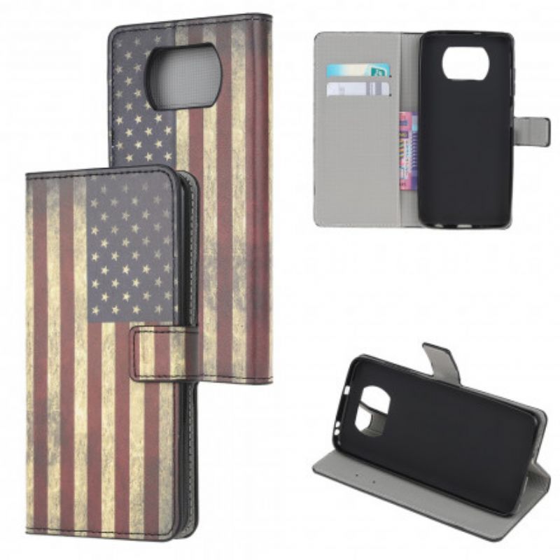 Læder Cover Poco X3 / X3 Pro / X3 NFC Usa Flag