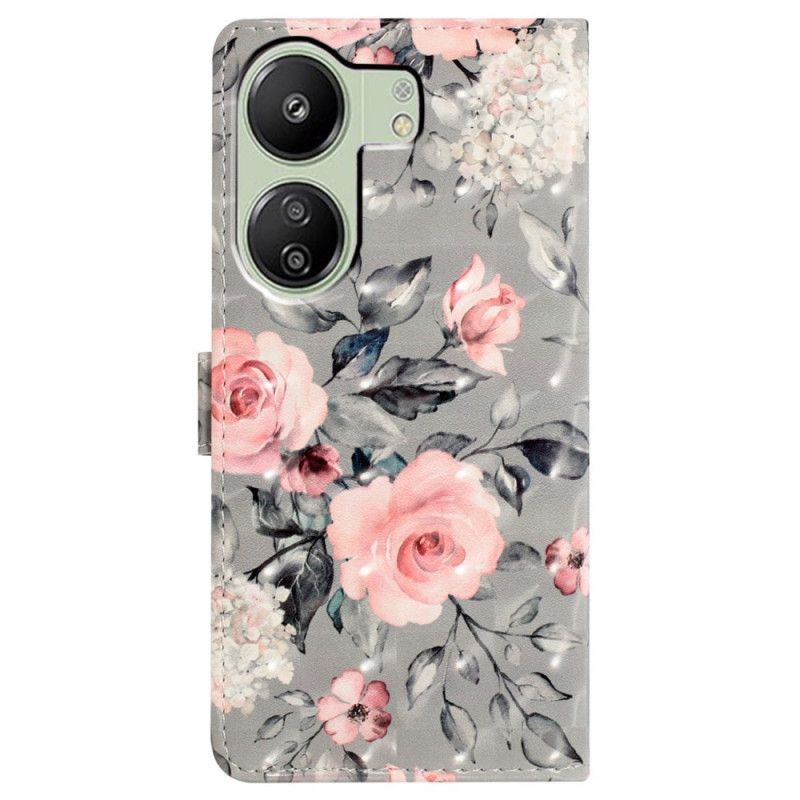 Flip Cover Poco C65 Blomstrende Blomster Med Rem