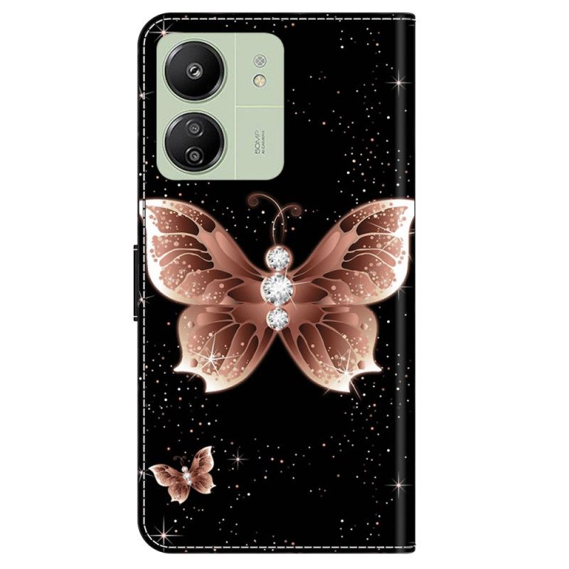 Flip Cover Poco C65 Pink Diamond Sommerfugle