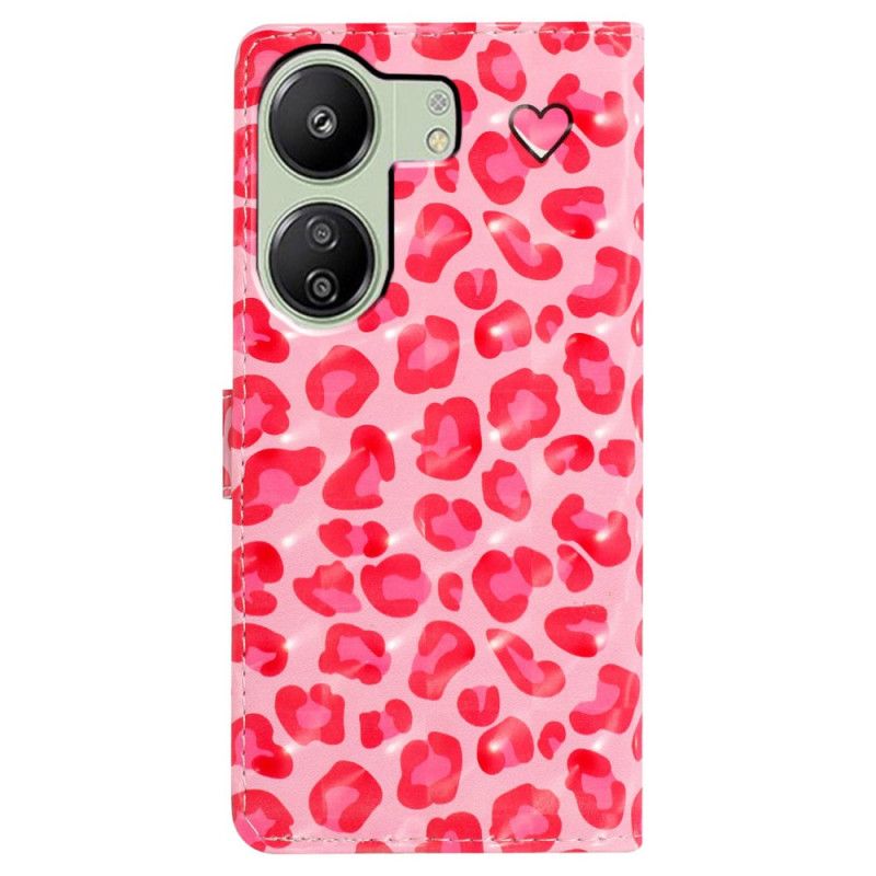 Flip Cover Poco C65 Pink Leopard Print Med Rem