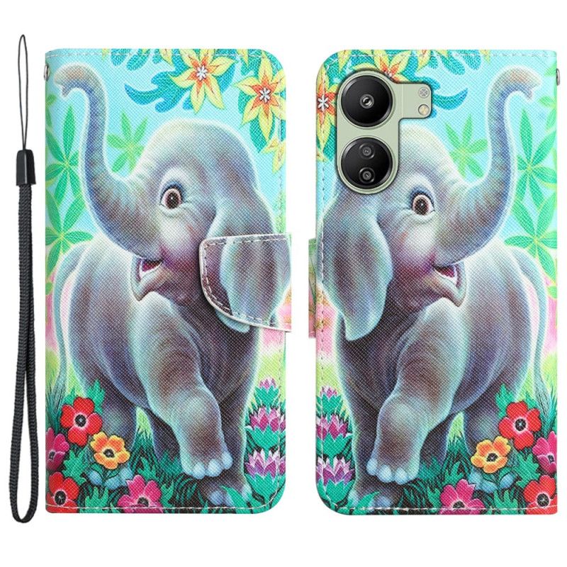 Flip Cover Poco C65 Sjov Elefant Med Rem