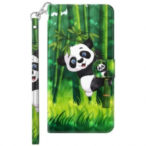 Flip Cover Til Poco C65 Bambus Panda Med Rem