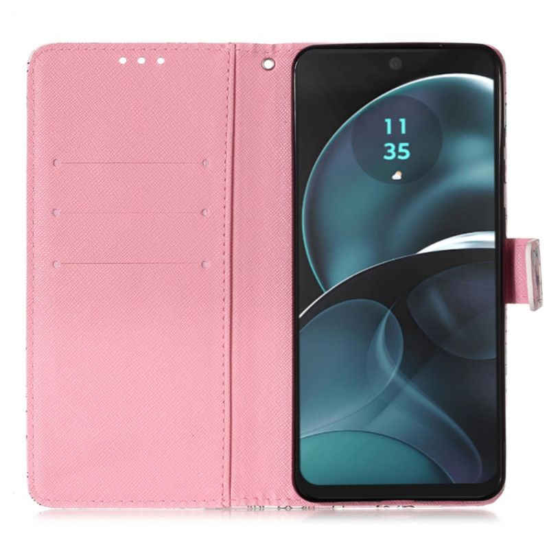 Flip Cover Til Poco C65 Pink Sommerfugle