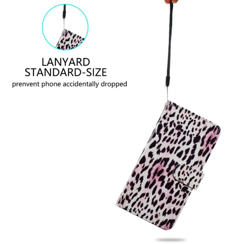 Læder Cover Poco C65 Strappy Med Leopardtryk