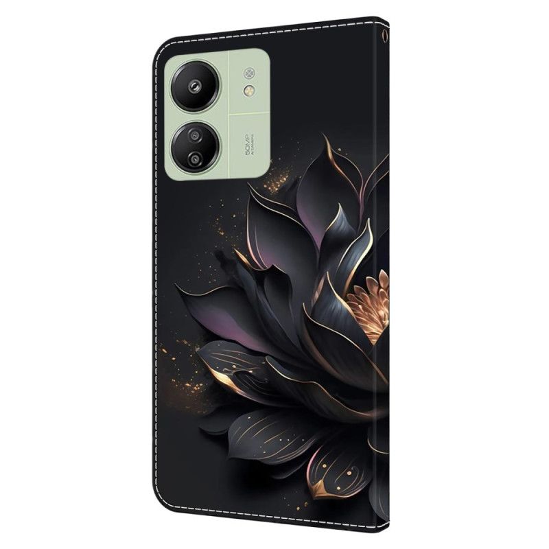 Læder Cover Poco C65 Telefon Etui Lilla Lotus