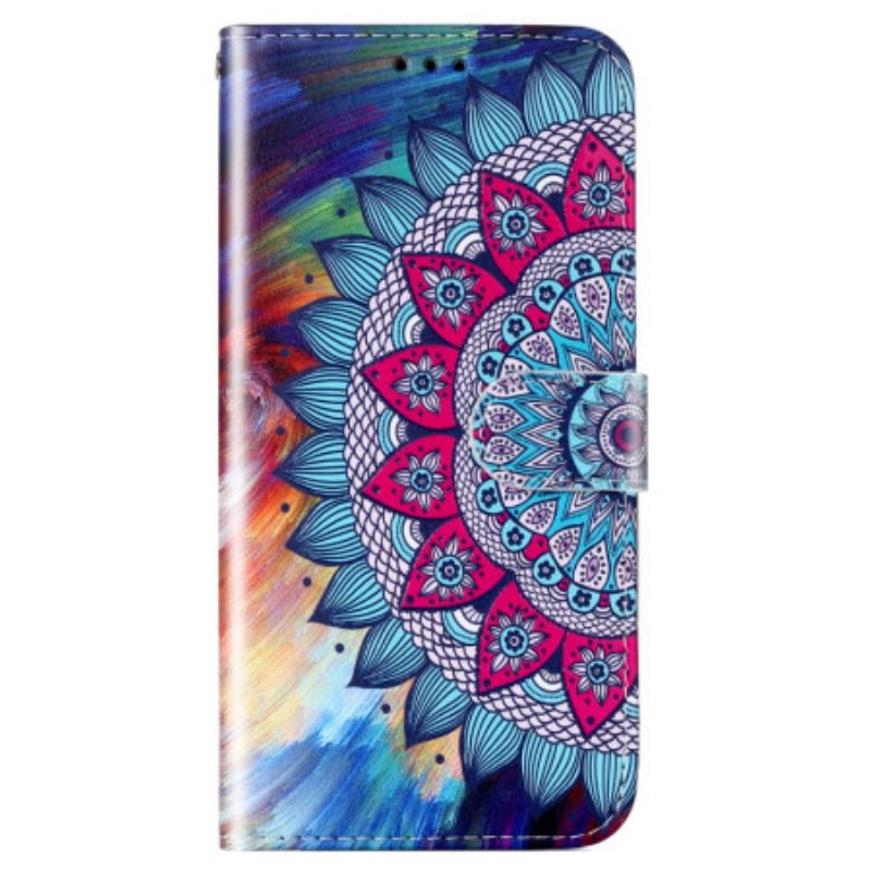 Læder Cover Poco C65 Telefon Etui Mandala Remmønster